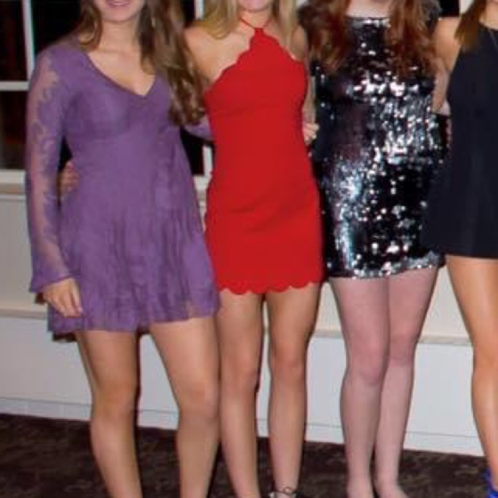 Free people purple lace v neck dress